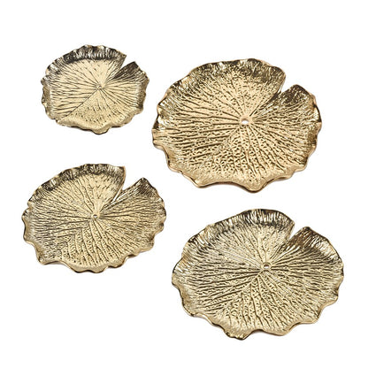 Atlas Lighting Lilypad Bowl Set of 4 | Gold High Gloss Earthenware | Tabletop & Wall Decor | 11.25 x 1 x 11.25 in | Model WA11082-01S