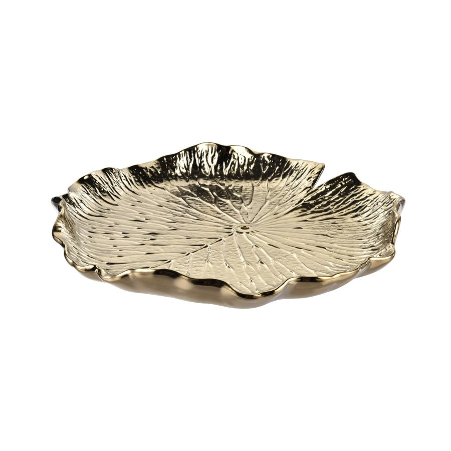 Atlas Lighting Lilypad Bowl Set of 4 | Gold High Gloss Earthenware | Tabletop & Wall Decor | 11.25 x 1 x 11.25 in | Model WA11082-01S