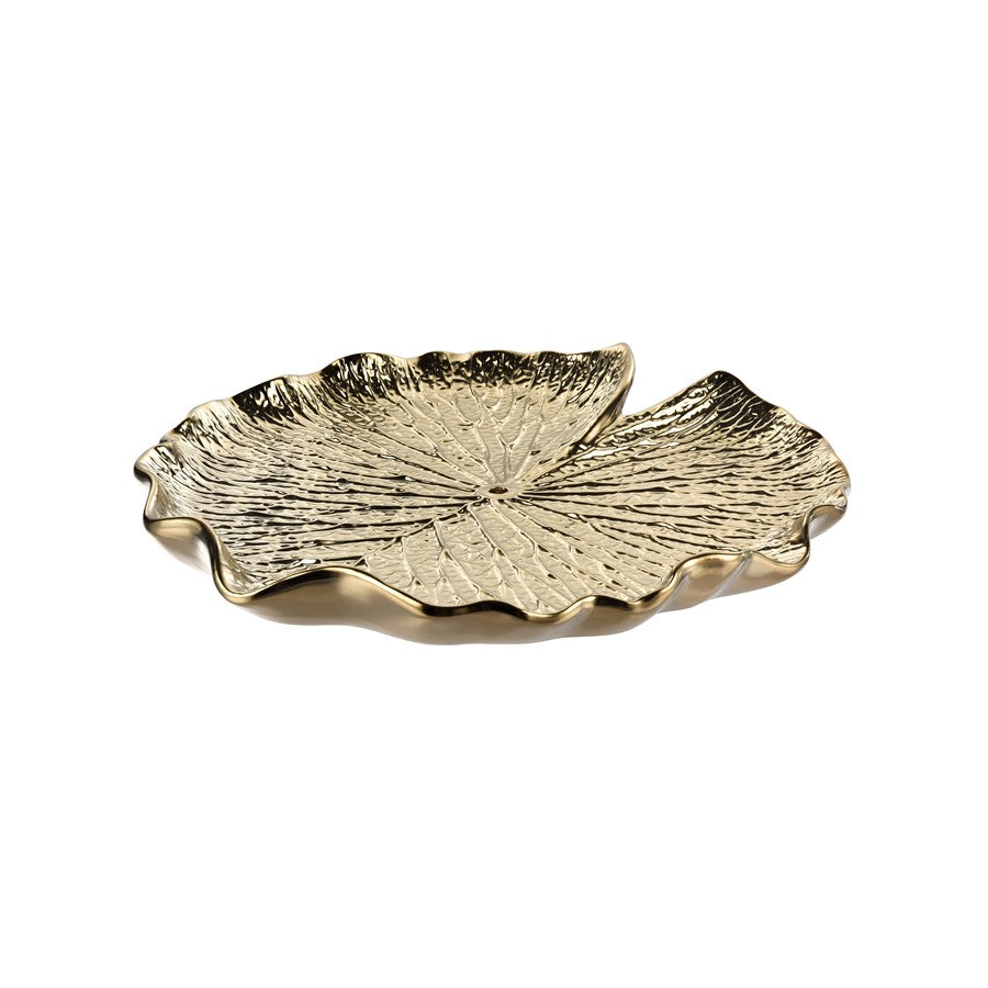 Atlas Lighting Lilypad Bowl Set of 4 | Gold High Gloss Earthenware | Tabletop & Wall Decor | 11.25 x 1 x 11.25 in | Model WA11082-01S