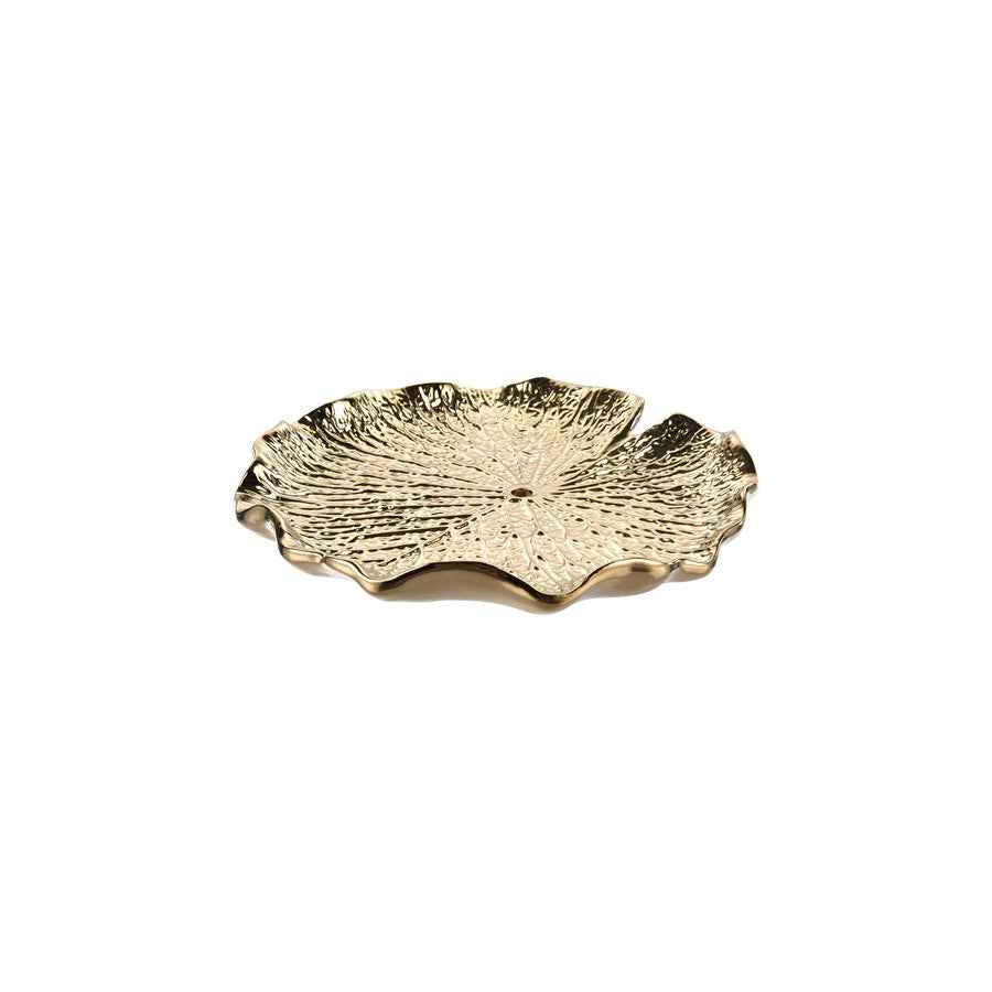 Atlas Lighting Lilypad Bowl Set of 4 | Gold High Gloss Earthenware | Tabletop & Wall Decor | 11.25 x 1 x 11.25 in | Model WA11082-01S