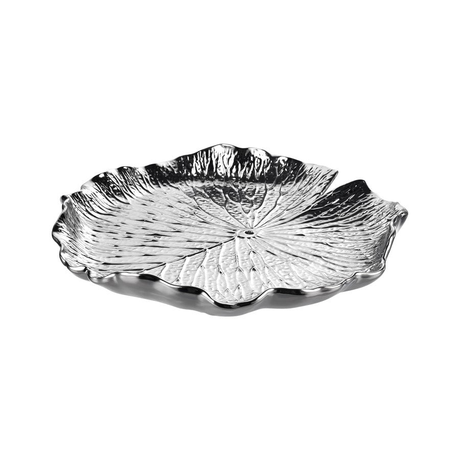 Atlas Lighting Lilypad Bowl Set of 4 | Silver High Gloss Earthenware | Tabletop & Wall Decor | 11.25 x 1 x 11.25 in | Model WA11082-02S