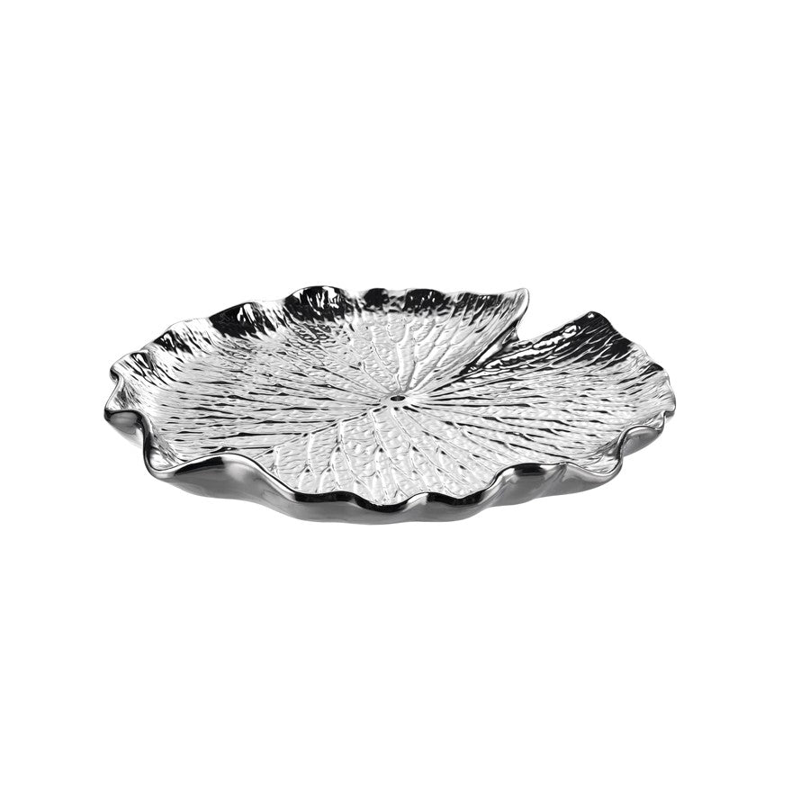 Atlas Lighting Lilypad Bowl Set of 4 | Silver High Gloss Earthenware | Tabletop & Wall Decor | 11.25 x 1 x 11.25 in | Model WA11082-02S