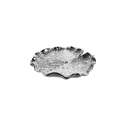Atlas Lighting Lilypad Bowl Set of 4 | Silver High Gloss Earthenware | Tabletop & Wall Decor | 11.25 x 1 x 11.25 in | Model WA11082-02S
