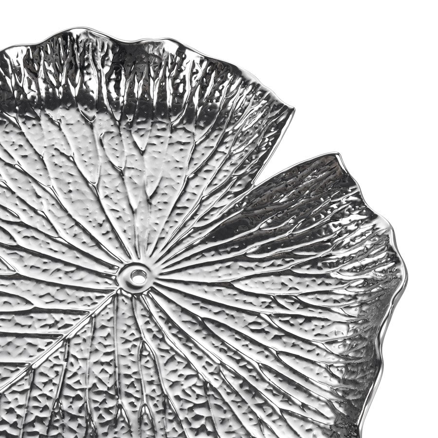 Atlas Lighting Lilypad Bowl Set of 4 | Silver High Gloss Earthenware | Tabletop & Wall Decor | 11.25 x 1 x 11.25 in | Model WA11082-02S