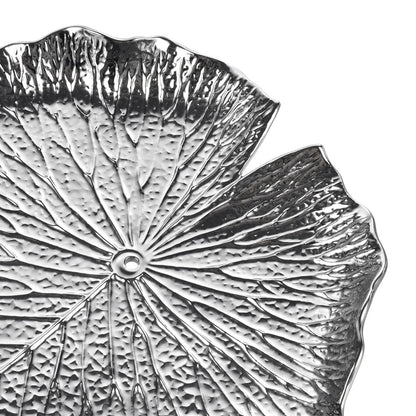 Atlas Lighting Lilypad Bowl Set of 4 | Silver High Gloss Earthenware | Tabletop & Wall Decor | 11.25 x 1 x 11.25 in | Model WA11082-02S