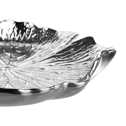 Atlas Lighting Lilypad Bowl Set of 4 | Silver High Gloss Earthenware | Tabletop & Wall Decor | 11.25 x 1 x 11.25 in | Model WA11082-02S