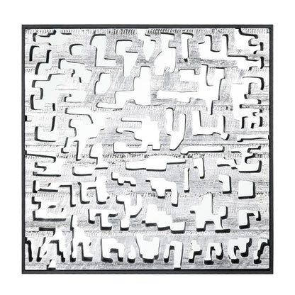 Atlas Lighting Mapped 23in Silver Wall Art | Modern Wood Composite | Entryway & Living Room Decor | 23.5 x 1.5 x 23.5 in | Model WA11088-01