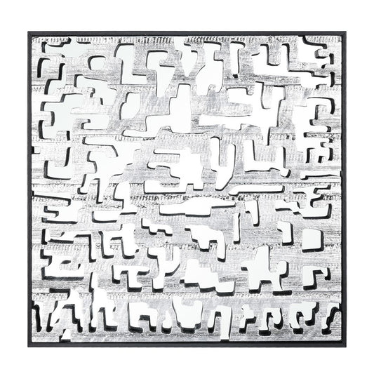 Atlas Lighting Mapped 23in Silver Wall Art | Modern Wood Composite | Entryway & Living Room Decor | 23.5 x 1.5 x 23.5 in | Model WA11088-01