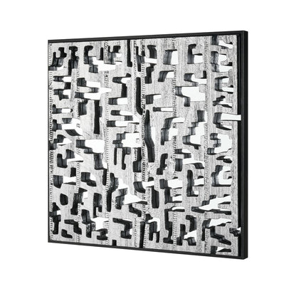 Atlas Lighting Mapped 23in Silver Wall Art | Modern Wood Composite | Entryway & Living Room Decor | 23.5 x 1.5 x 23.5 in | Model WA11088-01