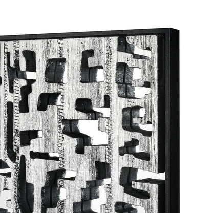 Atlas Lighting Mapped 23in Silver Wall Art | Modern Wood Composite | Entryway & Living Room Decor | 23.5 x 1.5 x 23.5 in | Model WA11088-01