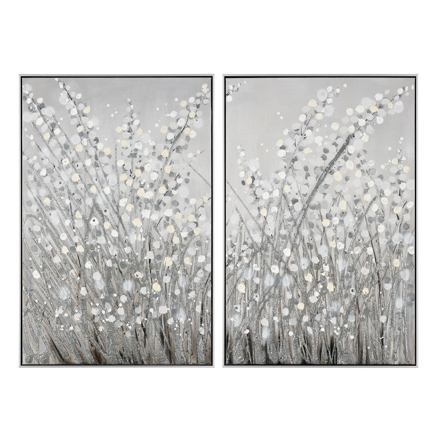 Atlas Lighting Meadow Mist Set of 2 24in Gray Wall Art | Transitional Fabric | Living Room & Bedroom Decor | 24 x 1.75 x 36 in | Model WA11089-01S