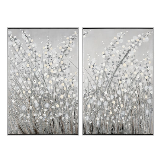 Atlas Lighting Meadow Mist Set of 2 24in Gray Wall Art | Transitional Fabric | Living Room & Bedroom Decor | 24 x 1.75 x 36 in | Model WA11089-01S