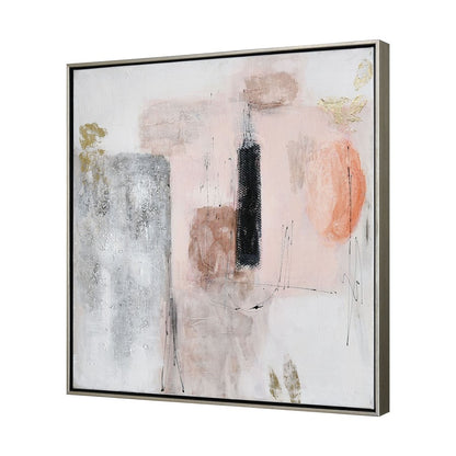 Atlas Lighting Modern Blush I 25in White Wall Art | Modern Fabric | Living Room & Bedroom Decor | 25 x 2 x 25 in | Model WA11096-01