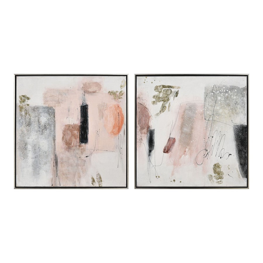 Atlas Lighting Modern Blush I 25in White Wall Art | Modern Fabric | Living Room & Bedroom Decor | 25 x 2 x 25 in | Model WA11096-01