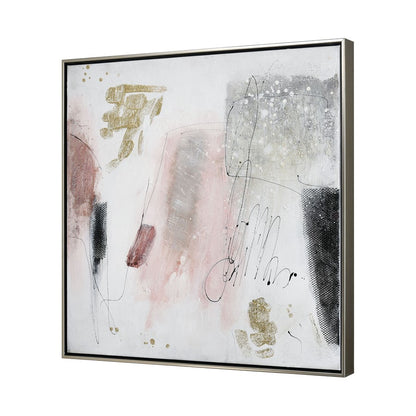Atlas Lighting Modern Blush II 25in Framed Wall Art | White & Light Pink Fabric Canvas | Living Room & Bedroom Decor | Model WA11096-02