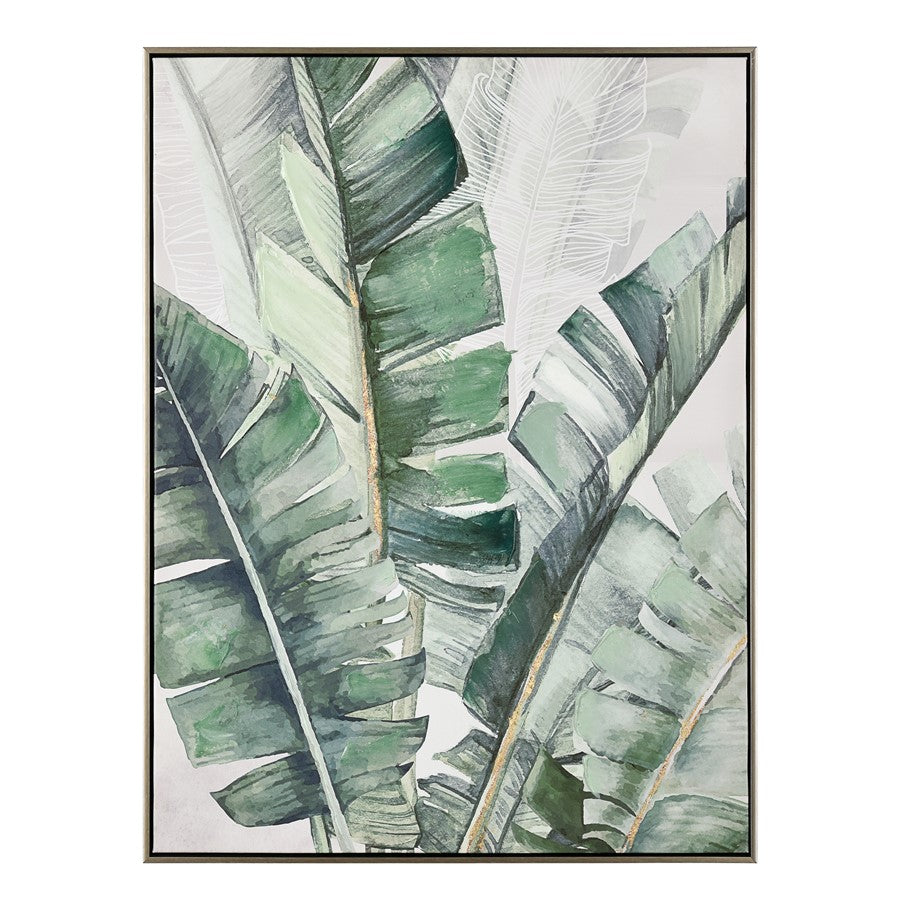 Atlas Lighting Musa I 24x32in Framed Wall Art | Green & Off White Fabric Canvas | Living Room & Dining Room Decor | Model WA11099-01