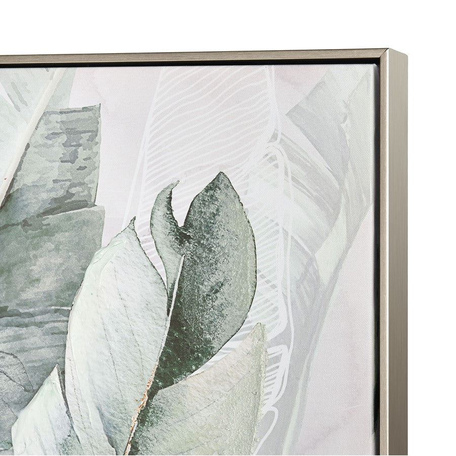 Atlas Lighting Musa II 24x32in Framed Wall Art | Green & Off White Fabric Canvas | Living Room & Dining Room Decor | Model WA11099-02
