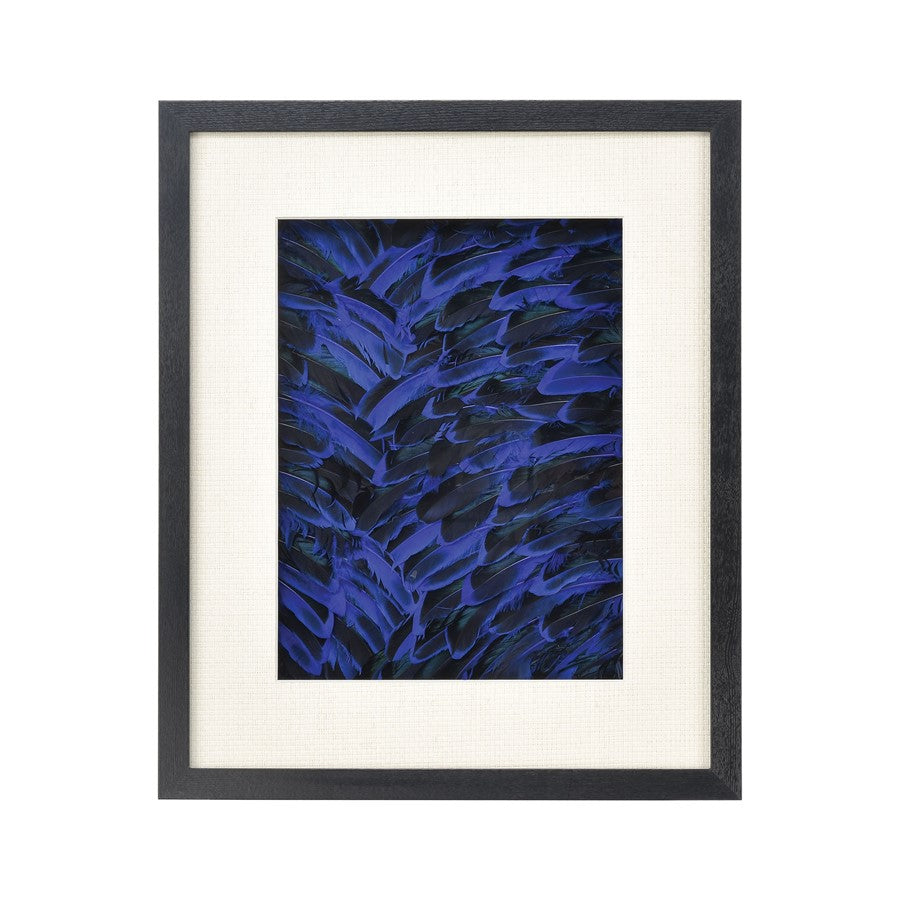 Atlas Lighting Neon Feather 20x24in Dimensional Wall Art | Blue & Black Natural Feathers on Wood Frame | Living Room & Entryway | Model WA11102-01