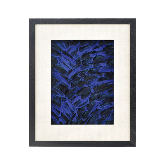 Atlas Lighting Neon Feather 20x24in Dimensional Wall Art | Blue & Black Natural Feathers on Wood Frame | Living Room & Entryway | Model WA11102-01