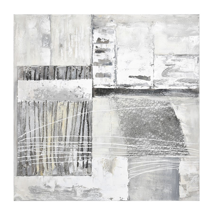 Atlas Lighting Pavement 40in Square Wall Art | Off White & Gray Textured Canvas | Living Room & Office Decor | 40in H | Model WA11115-01