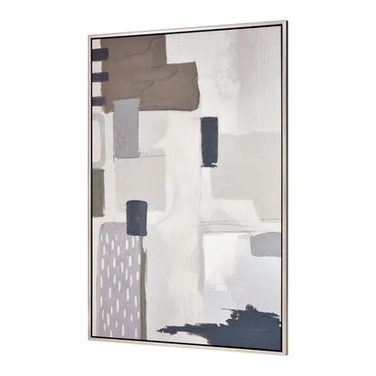 Atlas Lighting Pender 59in Abstract Framed Wall Art | Cream & Gray with Silver Frame | Living Room & Office Decor | 59in H | Model WA11117-01