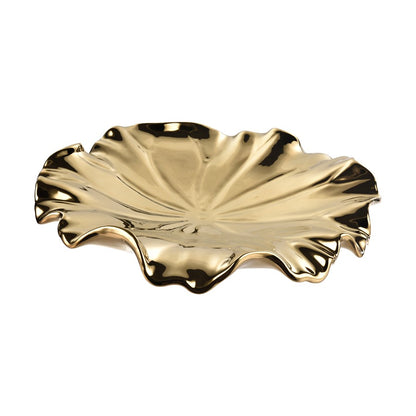 Atlas Lighting Petal Bowl Set of 4 | Gold Ceramic Decorative Bowls | Tabletop & Wall Decor | 13in H | Model WA11119-01S
