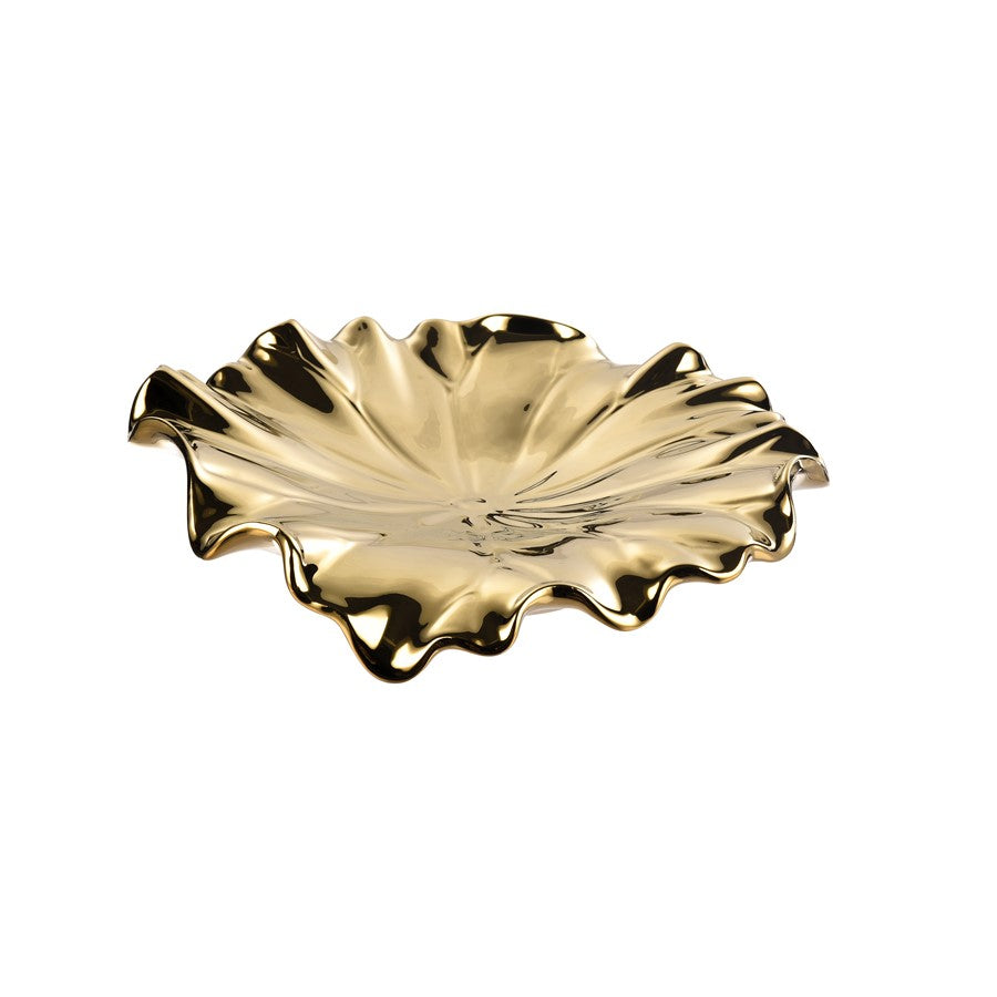 Atlas Lighting Petal Bowl Set of 4 | Gold Ceramic Decorative Bowls | Tabletop & Wall Decor | 13in H | Model WA11119-01S
