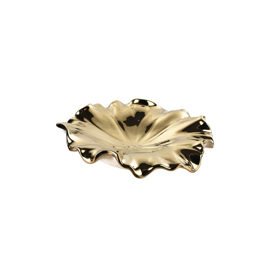 Atlas Lighting Petal Bowl Set of 4 | Gold Ceramic Decorative Bowls | Tabletop & Wall Decor | 13in H | Model WA11119-01S