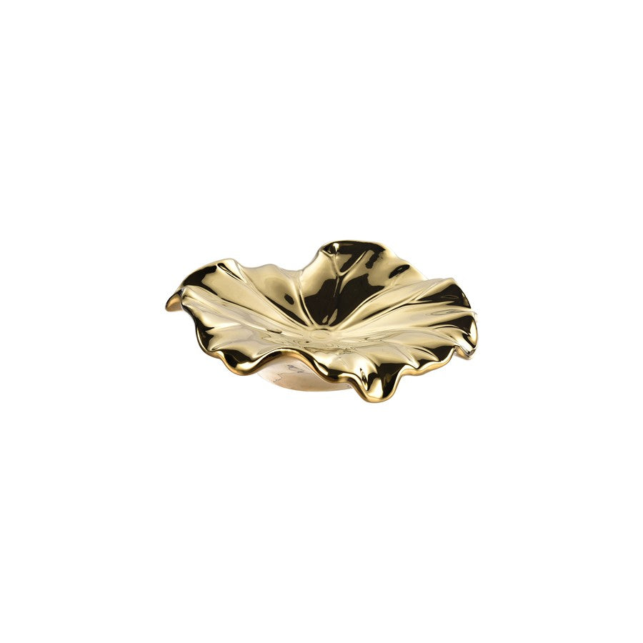 Atlas Lighting Petal Bowl Set of 4 | Gold Ceramic Decorative Bowls | Tabletop & Wall Decor | 13in H | Model WA11119-01S