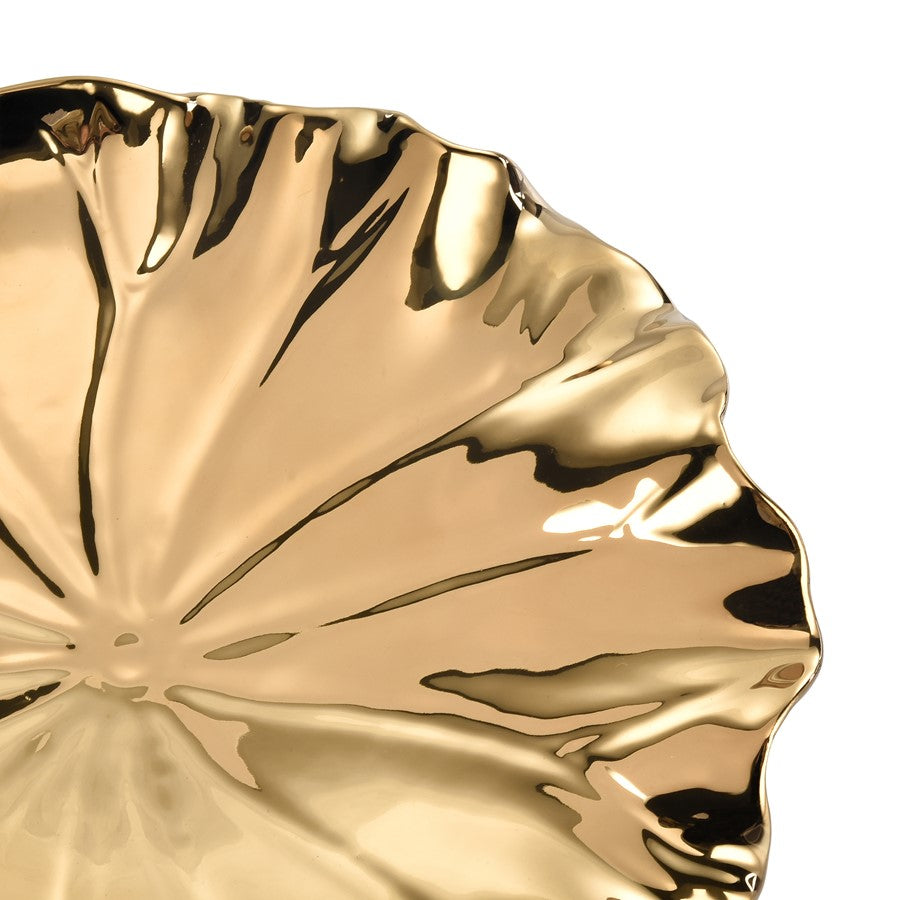 Atlas Lighting Petal Bowl Set of 4 | Gold Ceramic Decorative Bowls | Tabletop & Wall Decor | 13in H | Model WA11119-01S