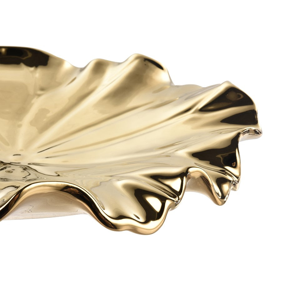 Atlas Lighting Petal Bowl Set of 4 | Gold Ceramic Decorative Bowls | Tabletop & Wall Decor | 13in H | Model WA11119-01S