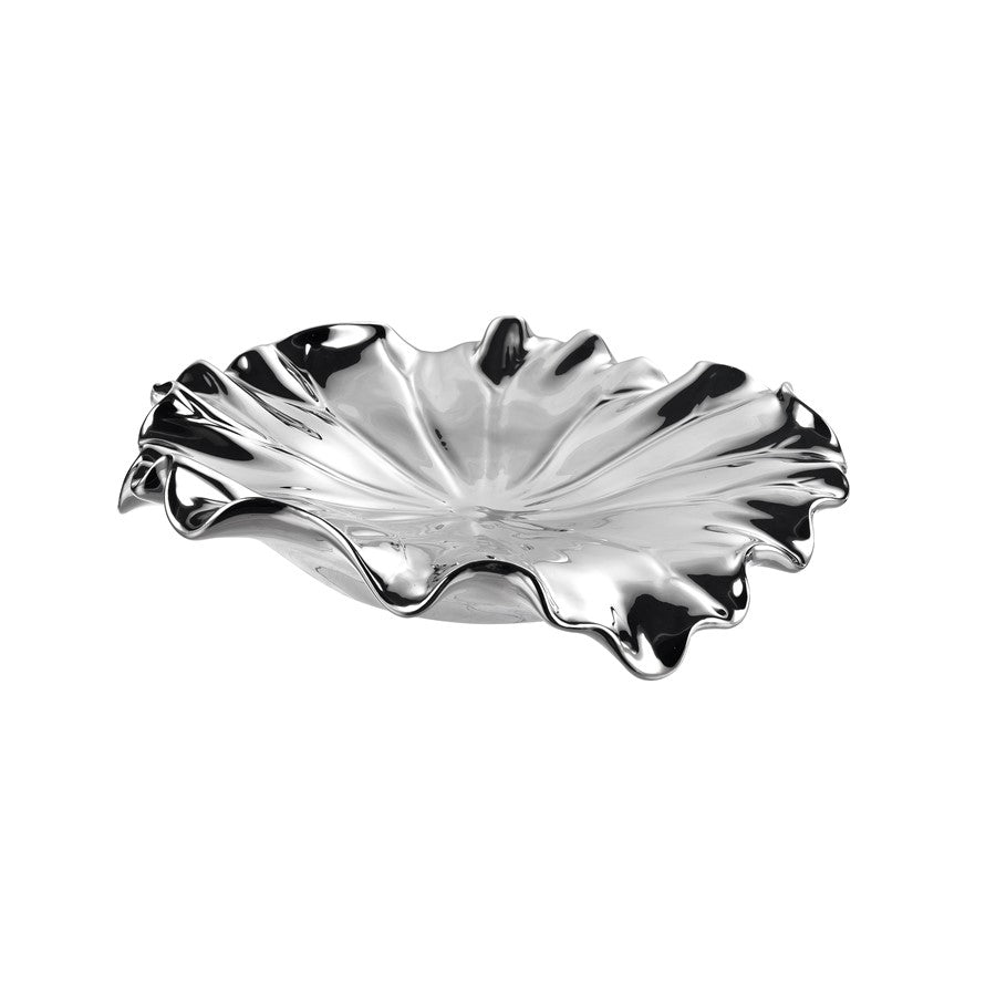 Atlas Lighting Petal Bowl Set of 4 | Silver Earthenware Wall Decor | Living Room & Entryway Accent | 13in W x 1in D x 13in H | Model WA11119-02S