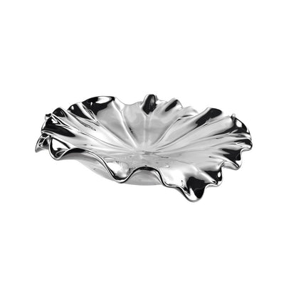 Atlas Lighting Petal Bowl Set of 4 | Silver Earthenware Wall Decor | Living Room & Entryway Accent | 13in W x 1in D x 13in H | Model WA11119-02S