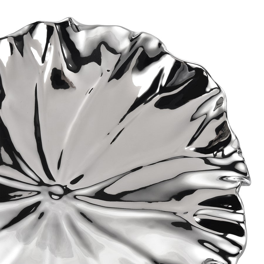 Atlas Lighting Petal Bowl Set of 4 | Silver Earthenware Wall Decor | Living Room & Entryway Accent | 13in W x 1in D x 13in H | Model WA11119-02S