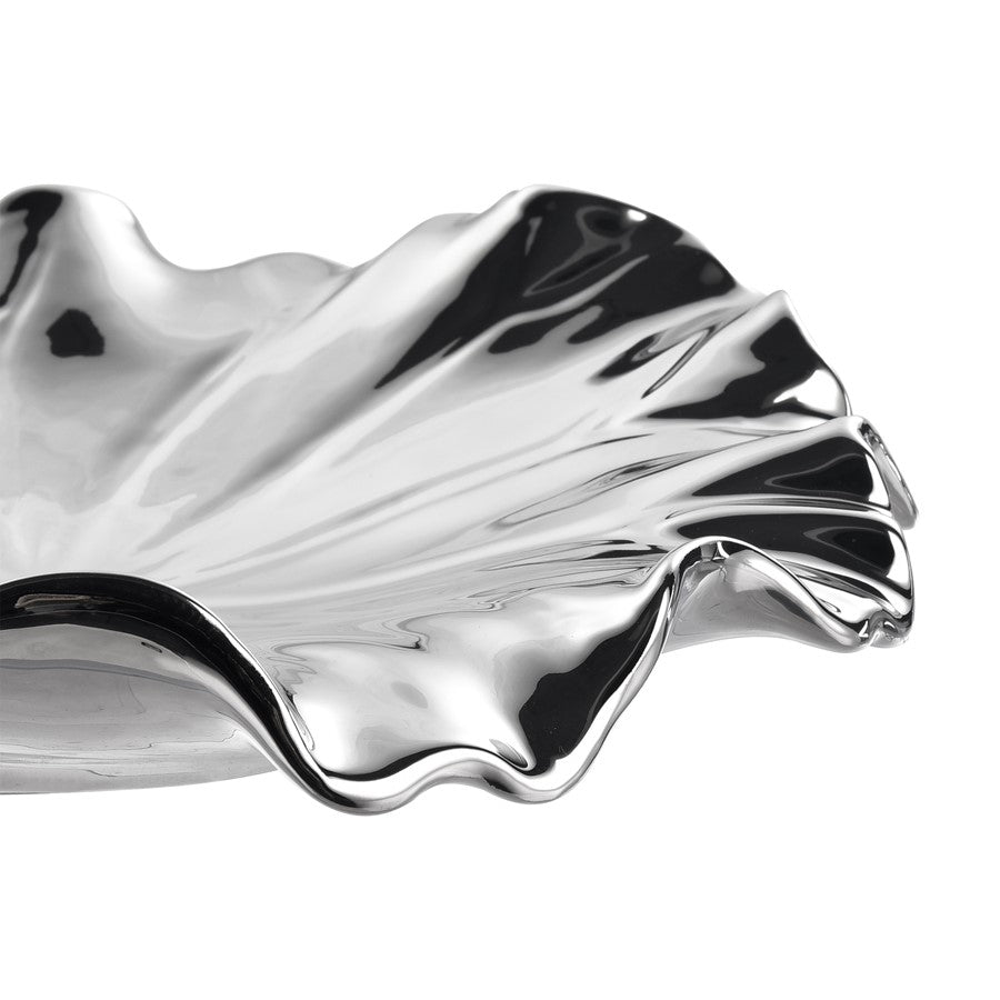 Atlas Lighting Petal Bowl Set of 4 | Silver Earthenware Wall Decor | Living Room & Entryway Accent | 13in W x 1in D x 13in H | Model WA11119-02S