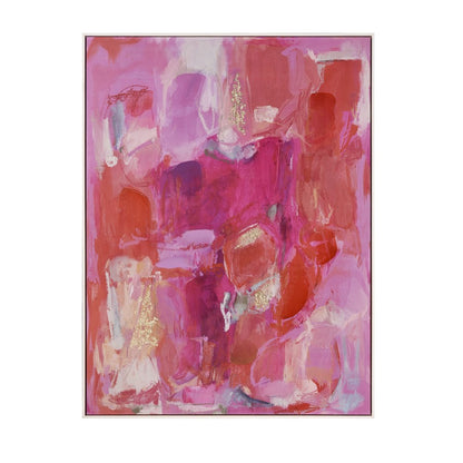 Atlas Lighting Pink Flush 47in Abstract Framed Wall Art | Pink & Coral Fabric on Wood Frame | Living Room & Bedroom Statement | Model WA11122-01