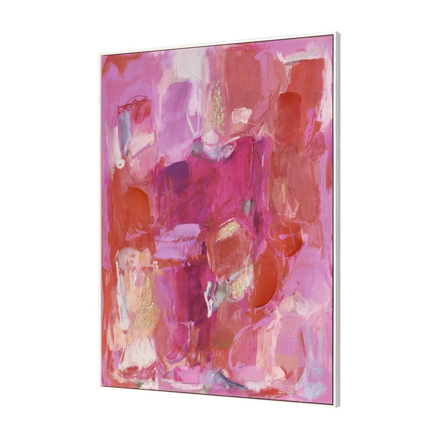 Atlas Lighting Pink Flush 47in Abstract Framed Wall Art | Pink & Coral Fabric on Wood Frame | Living Room & Bedroom Statement | Model WA11122-01