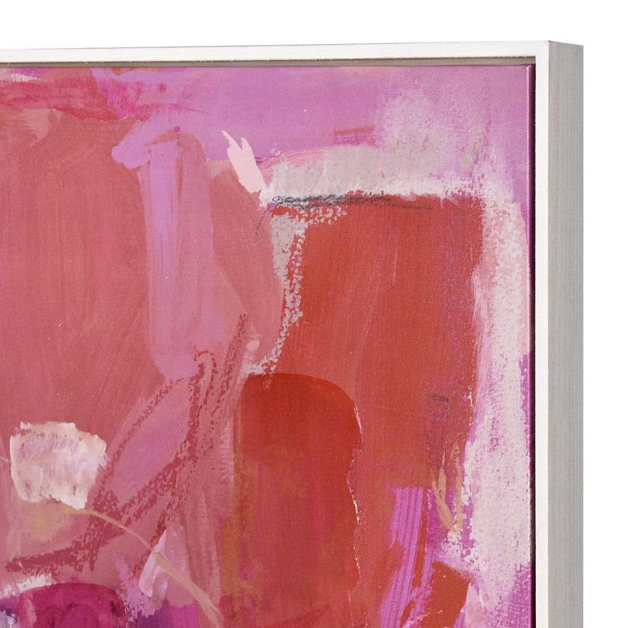 Atlas Lighting Pink Flush 47in Abstract Framed Wall Art | Pink & Coral Fabric on Wood Frame | Living Room & Bedroom Statement | Model WA11122-01