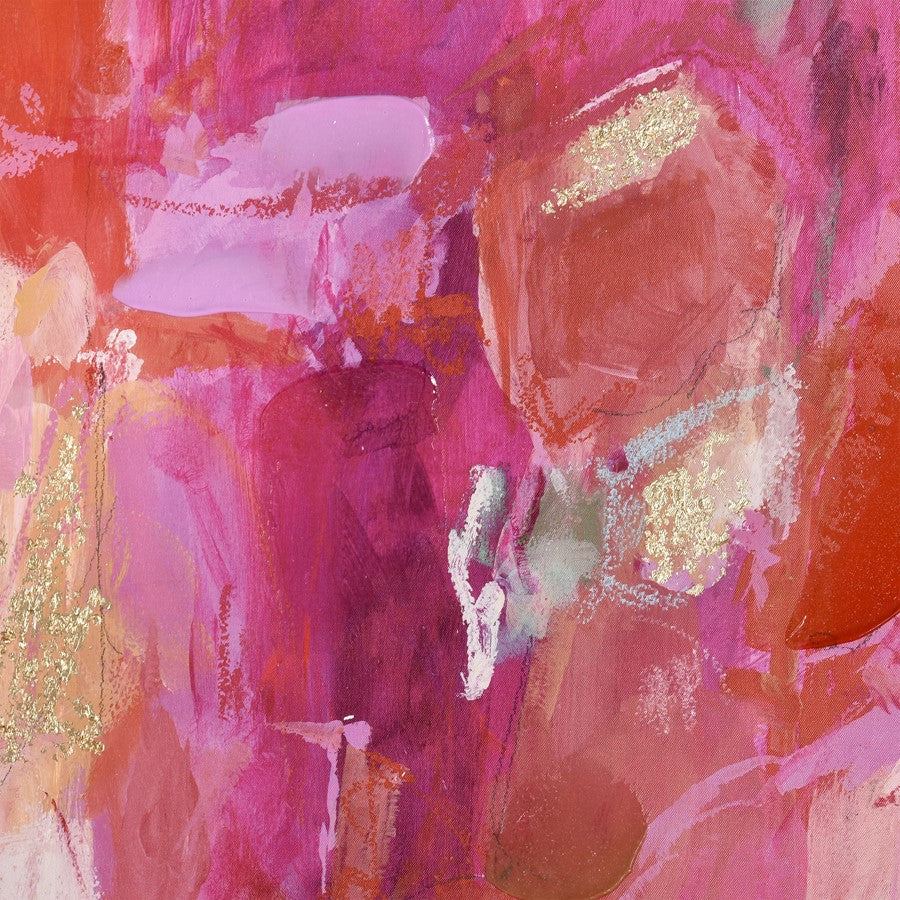 Atlas Lighting Pink Flush 47in Abstract Framed Wall Art | Pink & Coral Fabric on Wood Frame | Living Room & Bedroom Statement | Model WA11122-01