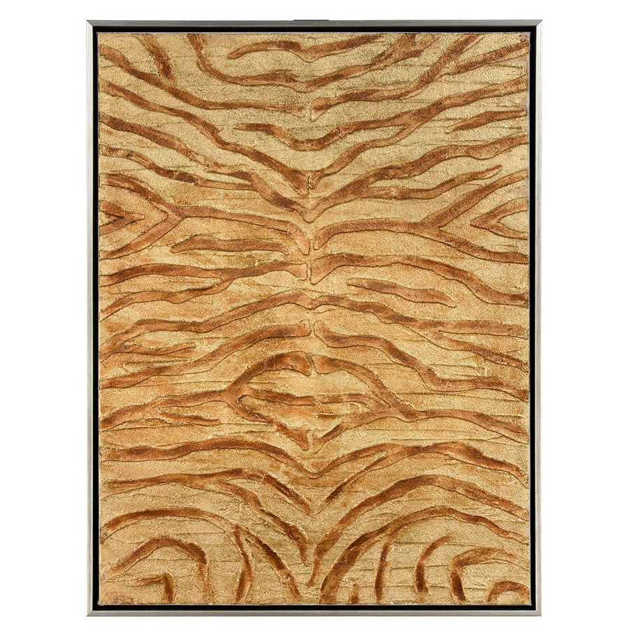 Atlas Lighting Prowess I 25in Framed Wall Art | Gold & Bronze Fabric on Champagne Frame | Living Room & Office Nature Decor | Model WA11123-01