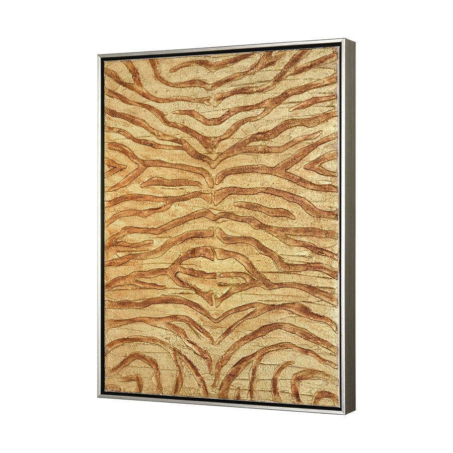 Atlas Lighting Prowess I 25in Framed Wall Art | Gold & Bronze Fabric on Champagne Frame | Living Room & Office Nature Decor | Model WA11123-01