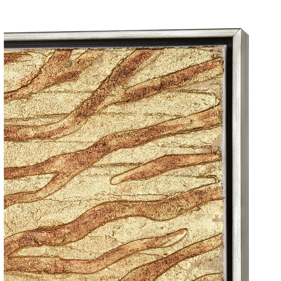 Atlas Lighting Prowess I 25in Framed Wall Art | Gold & Bronze Fabric on Champagne Frame | Living Room & Office Nature Decor | Model WA11123-01