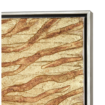 Atlas Lighting Prowess I 25in Framed Wall Art | Gold & Bronze Fabric on Champagne Frame | Living Room & Office Nature Decor | Model WA11123-01
