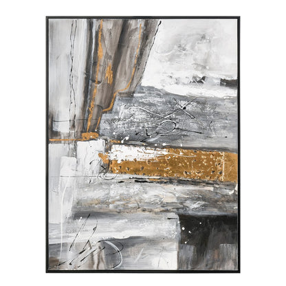 Atlas Lighting Reading in Gray 36.5in W Framed Wall Art | Modern Gray & Gold Fabric | Living Room & Office Decor | Model WA11125-01