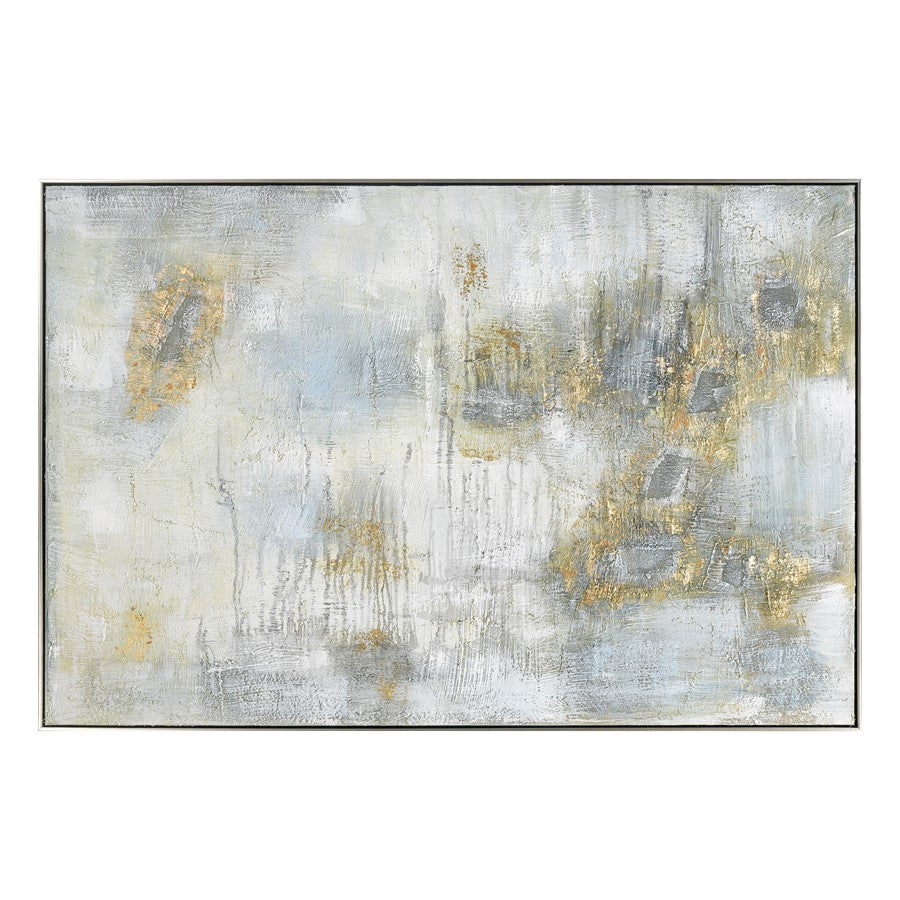 Atlas Lighting Remembered Gold 60in W Framed Wall Art | Modern Off White & Gold Fabric | Living Room & Entryway Decor | Model WA11126-01
