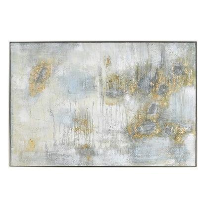Atlas Lighting Remembered Gold 60in W Framed Wall Art | Modern Off White & Gold Fabric | Living Room & Entryway Decor | Model WA11126-01