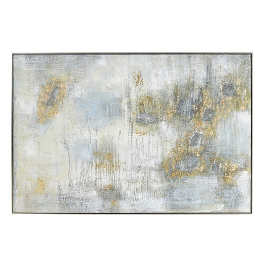 Atlas Lighting Remembered Gold 60in W Framed Wall Art | Modern Off White & Gold Fabric | Living Room & Entryway Decor | Model WA11126-01