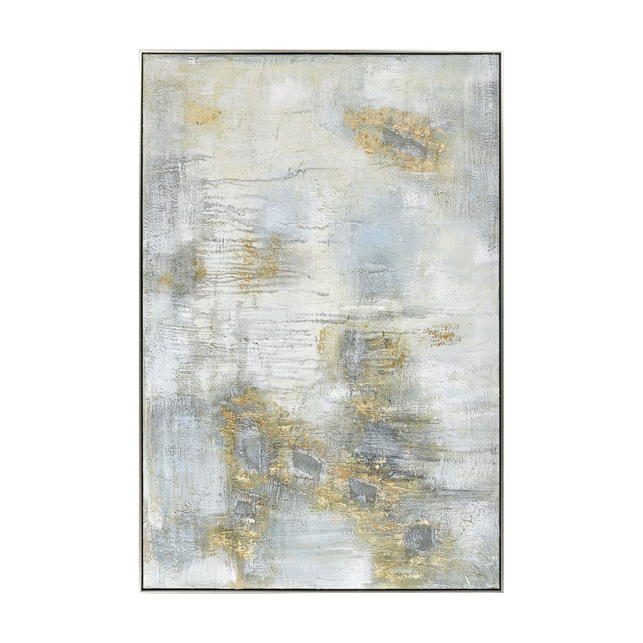 Atlas Lighting Remembered Gold 60in W Framed Wall Art | Modern Off White & Gold Fabric | Living Room & Entryway Decor | Model WA11126-01