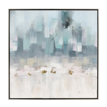 Atlas Lighting Remembrance 32.5in W Framed Wall Art | Modern Light Blue & Cream Fabric | Bedroom & Living Room Decor | Model WA11127-01