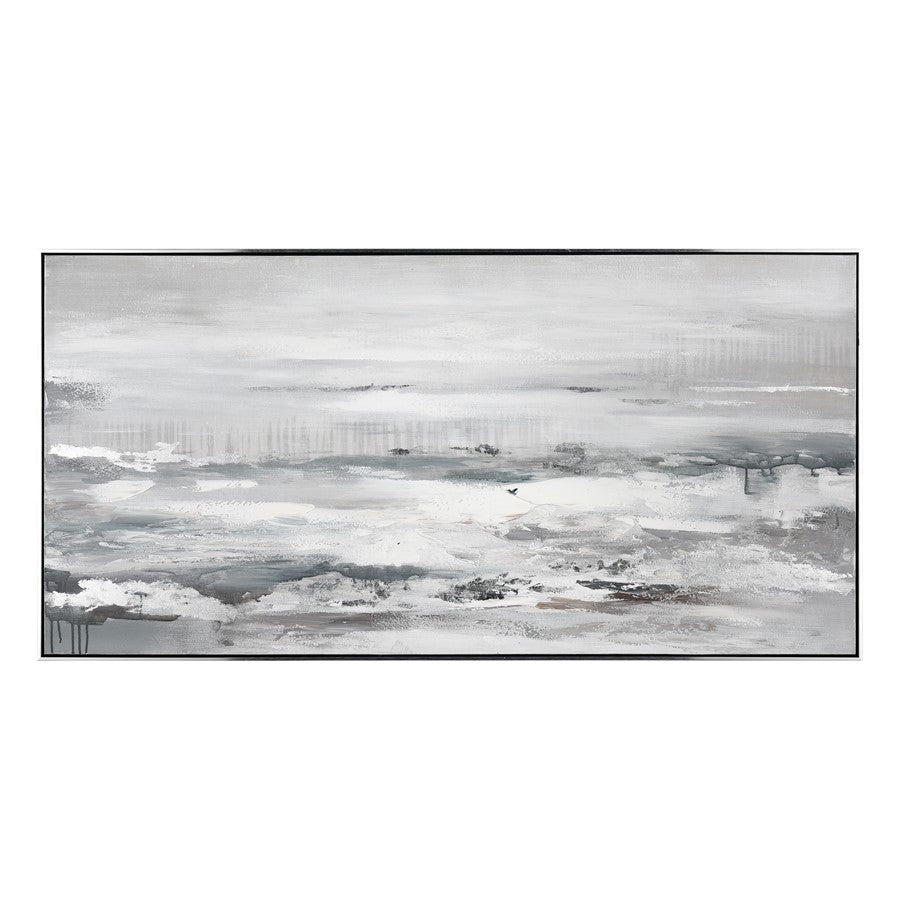 Atlas Lighting Renew 55in Framed Wall Art | Gray & White Textured Fabric | Living Room & Bedroom Decor | 55 x 1.75 x 27.5 in | Model WA11128-01
